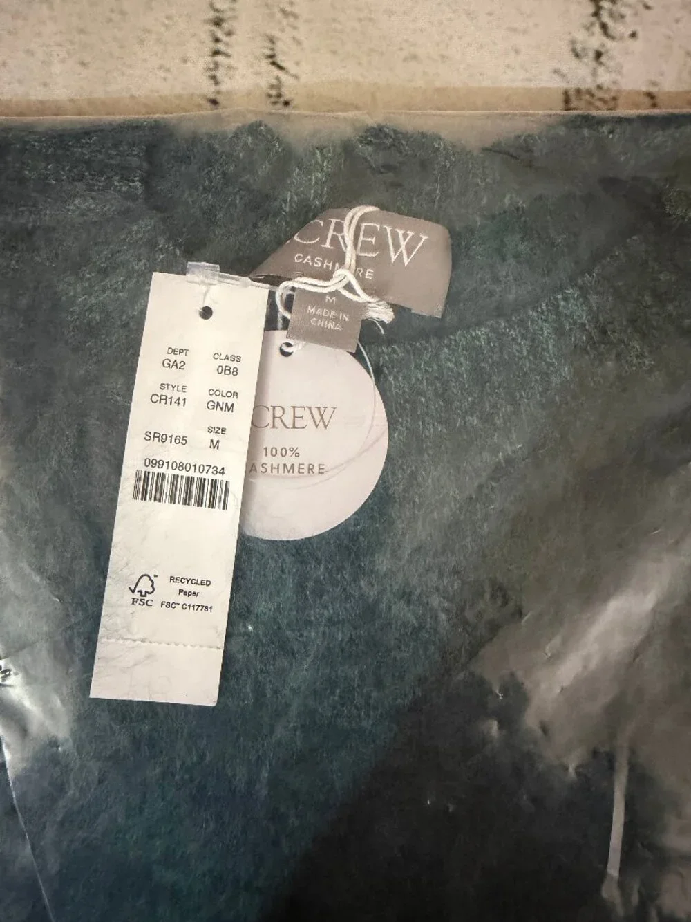 J. Crew Brushed cashmere marled relaxed crewneck sweater M